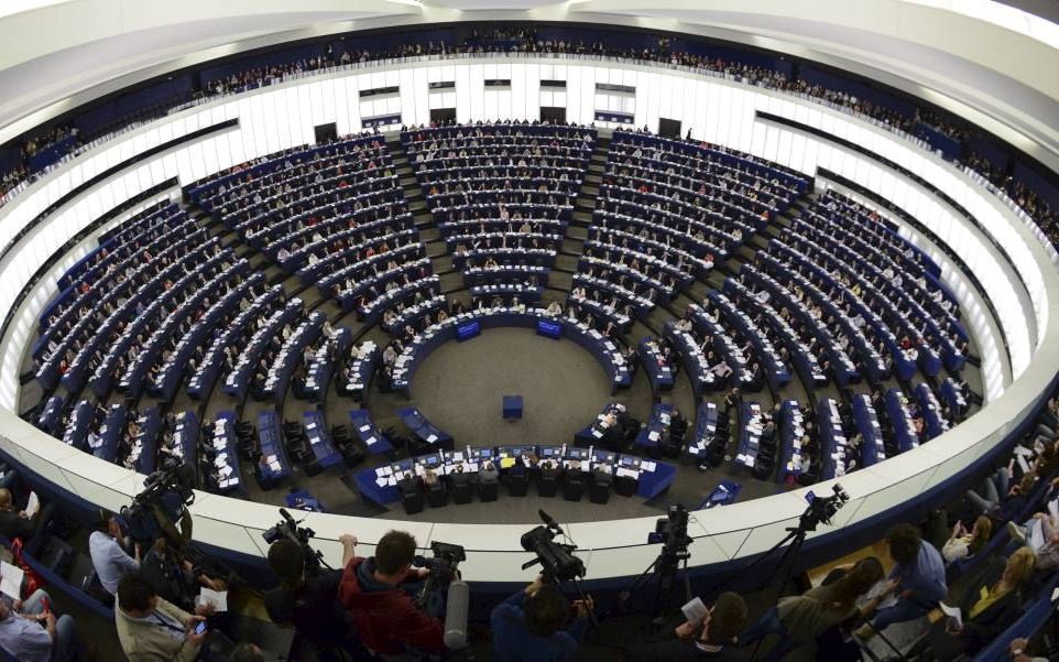 Het Europees parlement in april in Straatsburg. beeld EPA