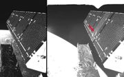 De Europese satelliet Sentinel-1A raakte op 31 augustus vorig jaar beschadigd door een aanvaring met een brokstuk van 5 centimeter groot.  beeld ESA