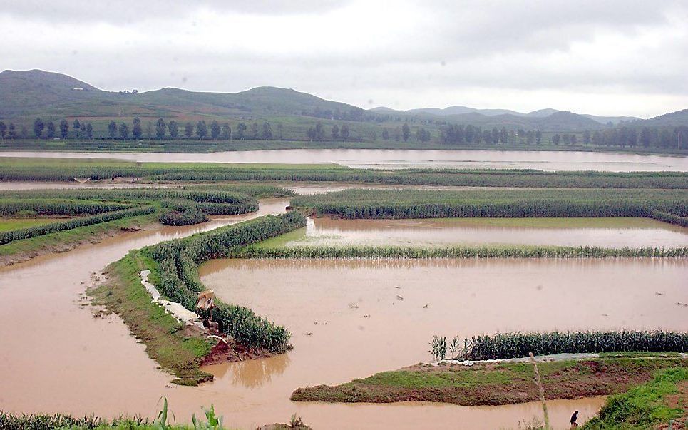 Zware regenval in Noord-Korea. Foto EPA