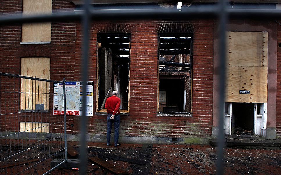 Een uitgebrand pand in Winschoten. Foto ANP