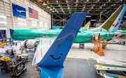 Een fabriekshal van de Amerikaanse vliegtuigbouwer Boeing waar aan een vliegtuig van het type Boeing 737 Max voor luchtvaartmaatschappij TUI fly Benelux gebouwd wordt. beeld ANP