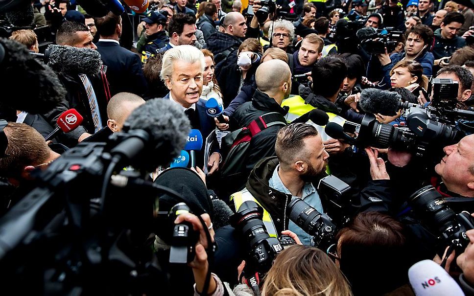 Wilders in Spijkenisse tijdens de aftrap van de PVV-campagne. beeld ANP