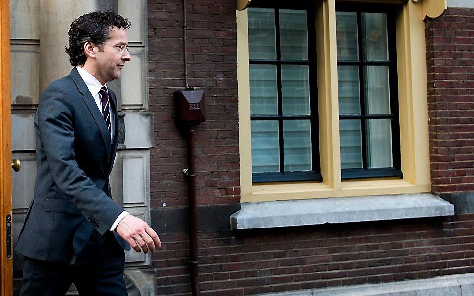 Minister Dijsselbloem stelt zich officieel beschikbaar voor het voorzitterschap van de eurogroep. Foto ANP