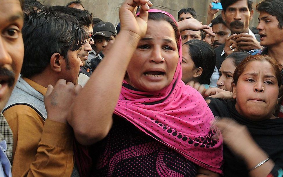 Pakistaanse christenen protesteren na de arrestatie van Masih, september 2013. beeld AFP