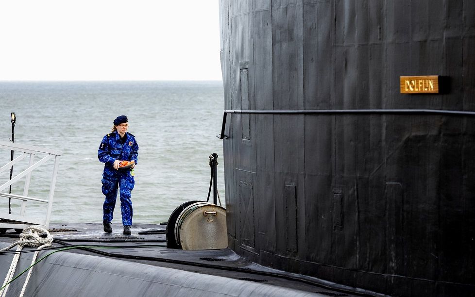 Een onderzeeboot voorafgaand aan de bekendmaking van staatssecretaris Christophe van der Maat (Defensie) welke werf de winnende offerte heeft uitgebracht voor de vervanging van de Nederlandse onderzeeboten. beeld ANP, Ramon van Flymen