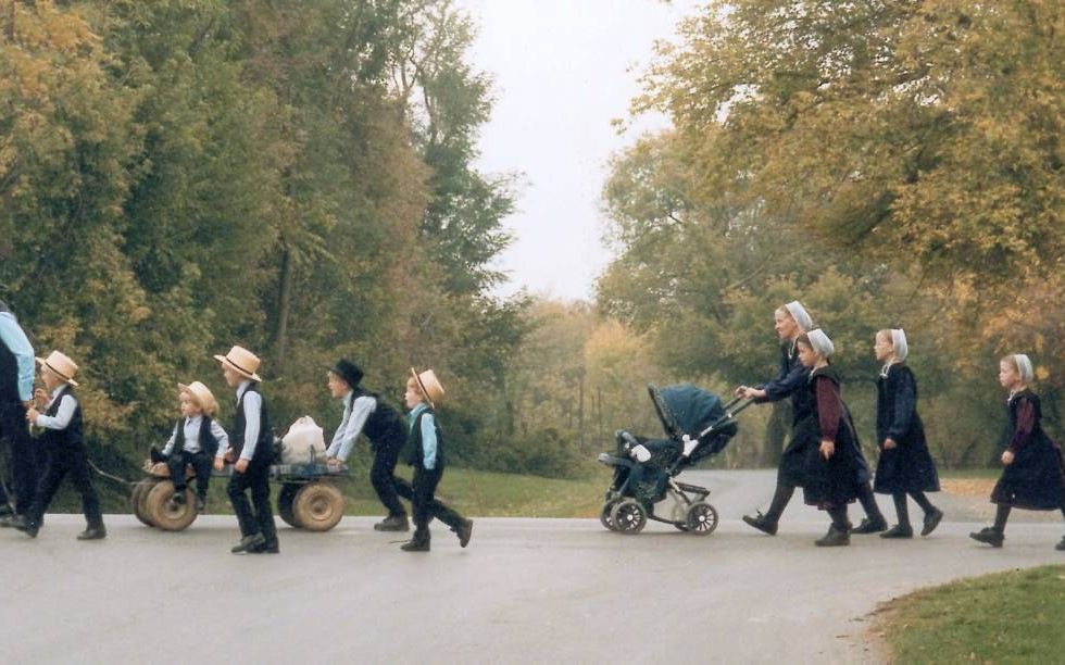 Amish op weg naar de kerk. beeld Tom Bailey