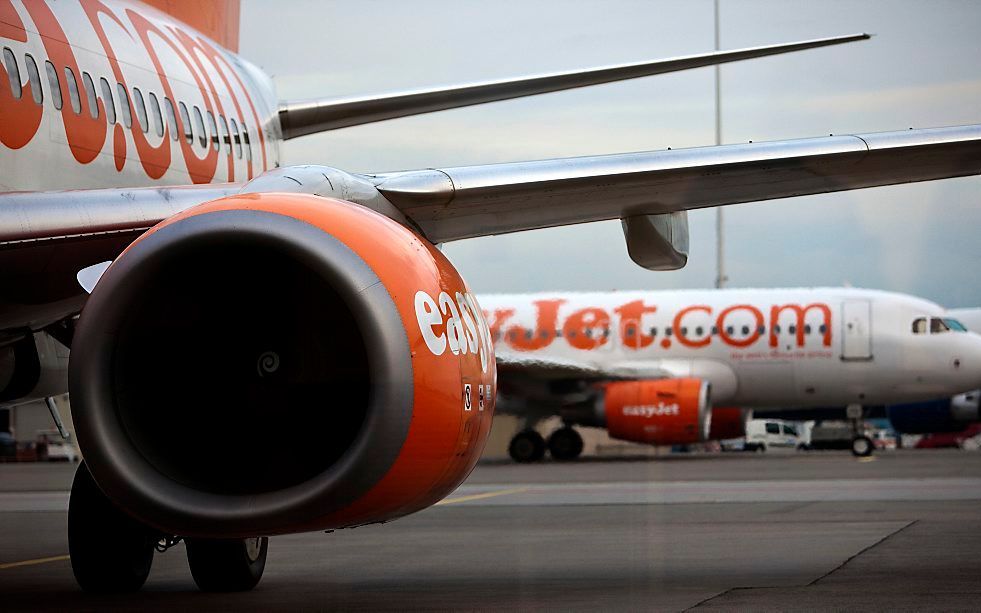 Vliegtuigen van EasyJet op Schiphol. Foto ANP