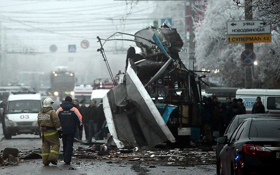 Bij een explosie in een trolleybus in de Russische stad Volgograd zijn maandag ten minste tien doden gevallen. beeld EPA