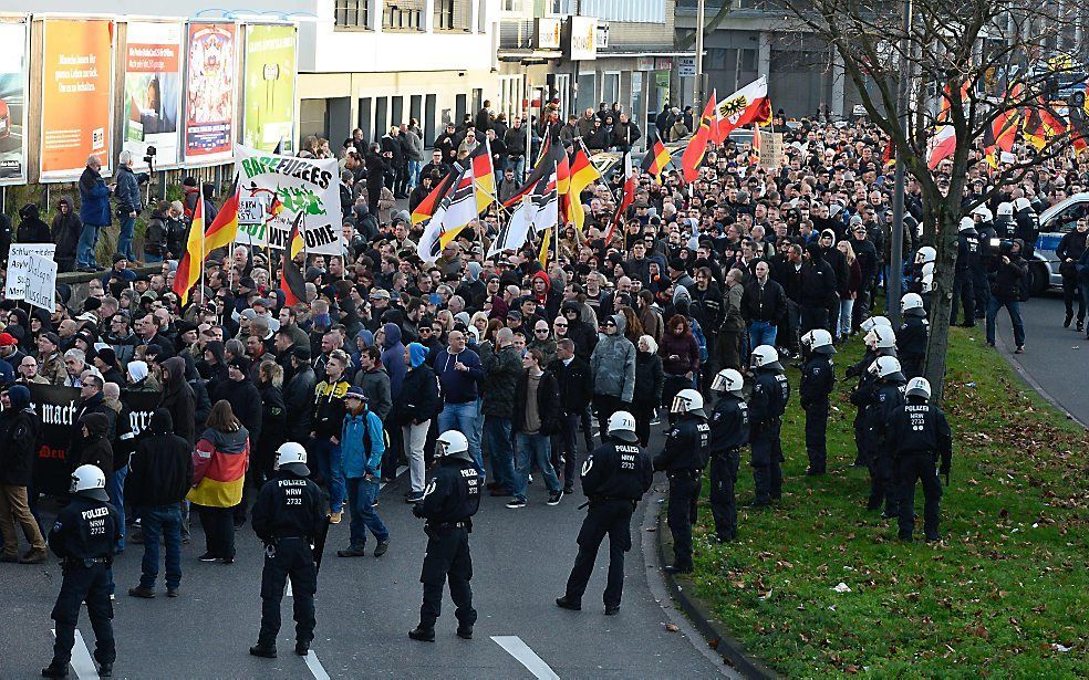 Demonstranten in Keulen. Beeld AFP