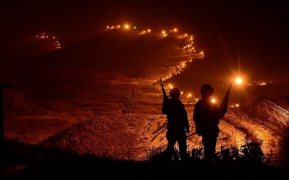 Zuid-Koreaanse militairen bij de grens met Noord-Korea. Foto EPA