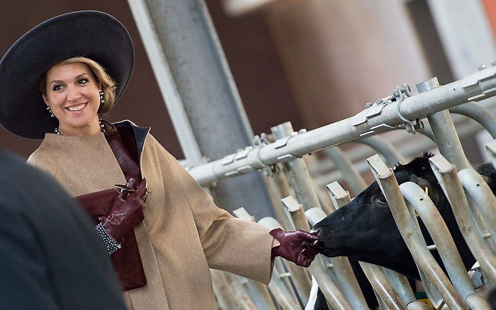 Koningin Máxima in het Thünen Institut voor biologische landbouw in Trenthorst. beeld EPA