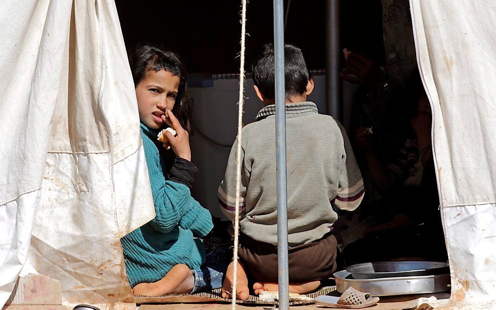 Syrische kinderen in een vluchtelingenkamp in Turijke.  Foto EPA