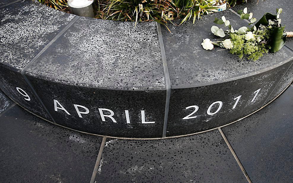 Monument voor de slachtoffers van de schietpartij in Alphen aan den Rijn. Foto ANP