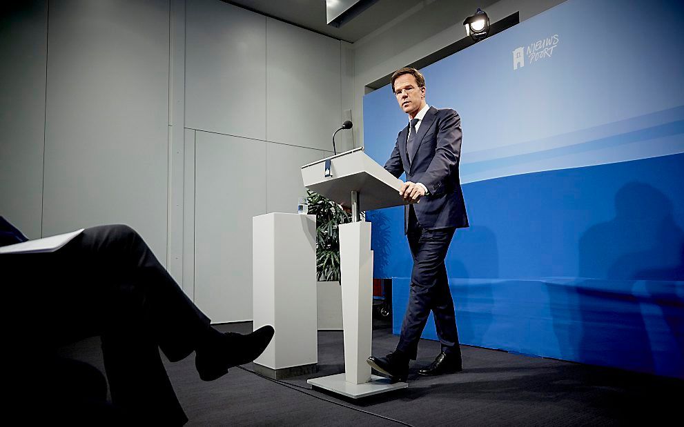 Premier Mark Rutte staat de pers te woord na afloop van de ministerraad. Beeld ANP