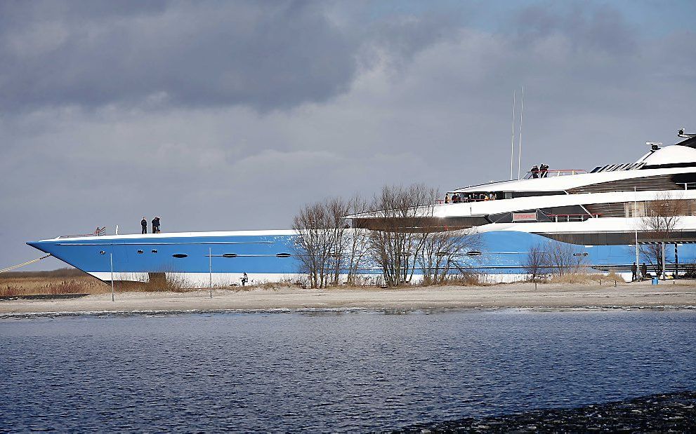 Het grootste jacht dat ooit in Nederland werd gebouwd: 99 meter lang, 20 meter breed. Foto ANP