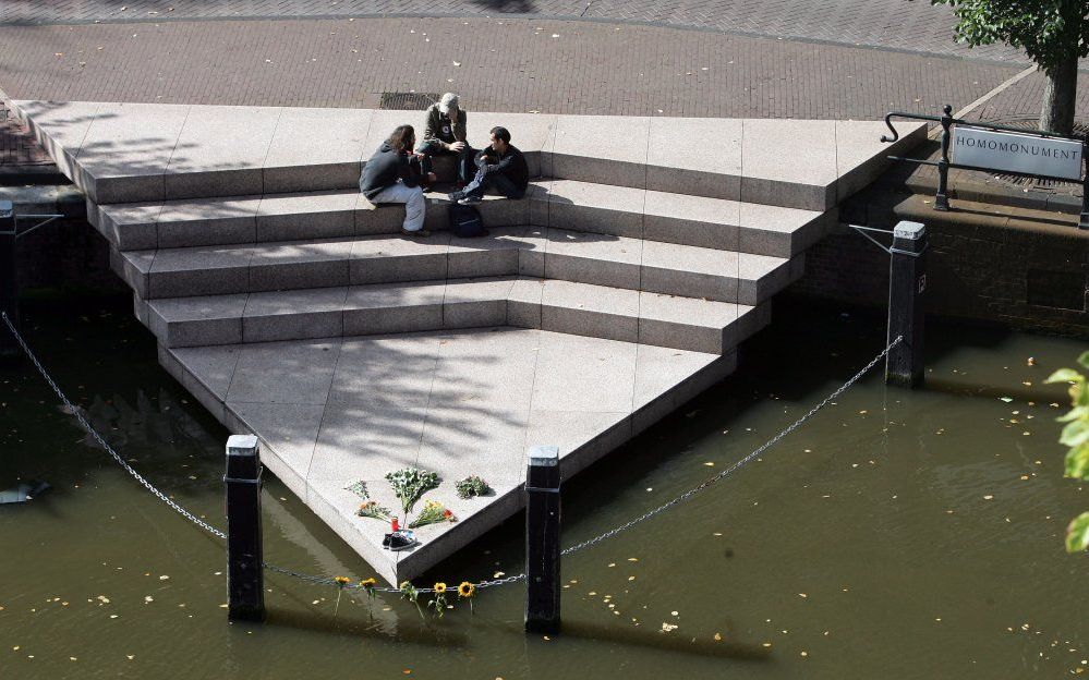 D66 in het Europees Parlement wil dat het homomonument in Amsterdam Europees erfgoed wordt „als symbool van gelijke rechten voor alle EU-burgers.” Foto ANP