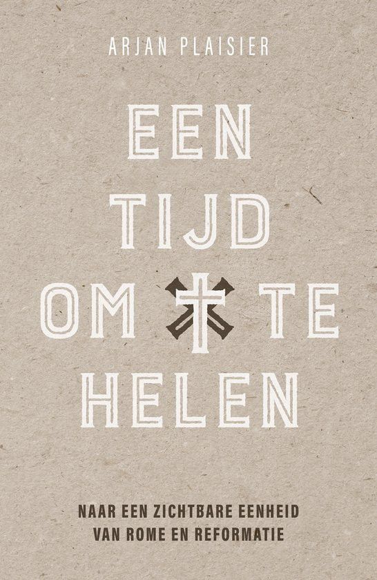 Beige boekomslag met de titel in grote witte letters. De ondertitel staat onderaan in zwarte letters. In het midden van de titel twee letters in kruisvorm.