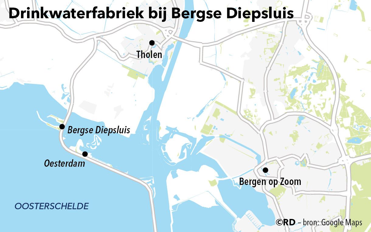 Kaartje van de omgeving van de Bergse Diepsluis.