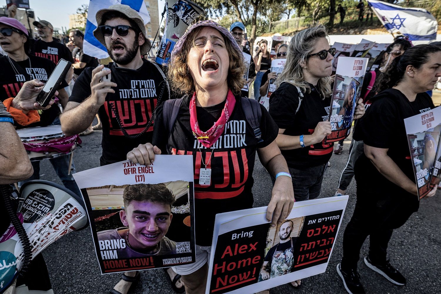 Demonstranten in Jerusalem eisen de terugkeer van de door Hamas gegijzelden. beeld AFP, Fadel Senna